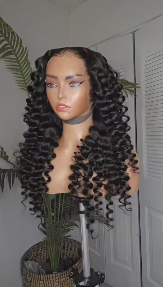 CURLY GODDESS (180% density 13×6 Hd lace Frontal Factory made Styled Wig)